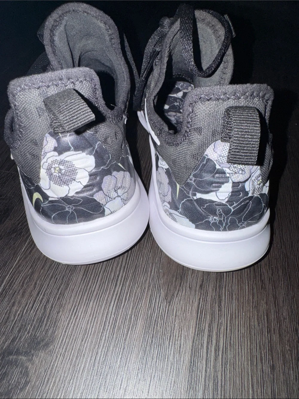 Nike Black and White Floral Swoosh Sneakers